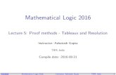 Mathematical Logic 2016akg/courses/2016-logic/lec-05.pdf · In order to avoid writing many cases we will use auniform notation. Conjunctive Disjunctive 1 2 1 2 (F ^G) F G :(F ^G)