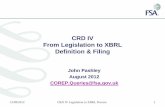 CRD IV Legislation to XBRL - FCA · 13/09/2012 CRD IV Legislation to XBRL Process 9 Legislation to DPM to Taxonomy How reporting requirements flow through to Taxonomy development.