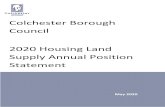 Colchester Borough Council 2020 Housing Land Supply …...5 3 Housing Target for Colchester 3.1 Colchester’s five-year housing land supply requirement is based on an annual housing