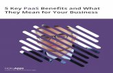 5 Key PaaS Beneﬁts and What They Mean for Your Business · 6/5/2017  · 05 5 Key PaaS Beneﬁts and What They Mean for Your Business With a PaaS system in place, this process becomes