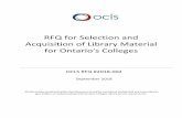 RFQ for selection, acquisitions, cataloguing and ... · for Ontario's Colleges. OCLS RFQ #2018-002 . September 2018. All information contained within this document should be considered