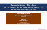Agrarian Performance & Food Price Inflation in India: Pre ... · Agrarian Performance and Food Price Inflation in India. Pre- and Post-Economic Liberalisation. Sthanu R Nair, Leena