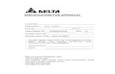 SPECIFICATION FOR APPROVAL - Delta Fan · 2020-05-12 · SPECIFICATION FOR APPROVAL Customer Description DC FAN Part No. REV. Delta Model No. AFB0524VHD REV. 01 Sample Issue No. Sample