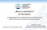 in Hungary · 2015-09-11 · in Hungary CONFERENCE OF EUROPEAN STATISTICIANS Work Session on Statistical Data Editing Budapest, 14th September 2015 ANDREA SÁNTA Business Statistics