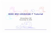 IEEE 802 10GBASE-T Tutorial · November 2003 10GBASE-T Tutorial 27 Key issues • Higher symbol rate requires higher signal bandwidth – Class D (Cat 5e), if used, will be utilized