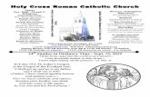 Holy Cross Roman Catholic Church€¦ · 24/09/2019  · holy sites back from Muslim hands. At this time, Christians in Jerusalem began to hide all movable relics, including the largest