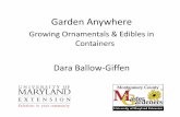 Garden Anywhere...Growing Ornamentals & Edibles in Containers Dara Ballow-Giffen College of Agriculture and Natural Resources Summary Slide 1. Benefits of container gardening 2. Plant