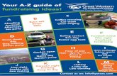 Your A-Z guide of fundraising ideas! · fundraising ideas! c Bake sell Bingo BBQ Abseiling Auctions noon tea party A ning Car wash Choir singing D ess down day Dog walking Dinner