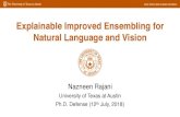 Explainable Improved Ensembling for Natural …Sentiment Analysis Fine-grained classification Rationalization Scene Recognition Since Proposal Stacking with Auxiliary Features for