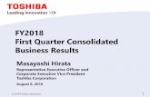 FY2018 First Quarter Consolidated Business Results · 2018-08-08 · Equity in earnings from Toshiba Memory (June) (Reflects 40.2% of net income (loss) of Toshiba Memory in the consolidated