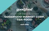 I N V E S T O R P R E S E N T A T I O N GOODFOOD MARKET … · 2019-04-11 · S T R O N G C O N S I S T E N T REVENUE GROWTH Source: Company’s filings (1) TSX-listed companies generating