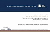 General LAMMPS Overview€¦ · for force evaluation, parallelization. ... Nose-Hoover, Berendsen, Langevin, SLLOD, Indentation,.. compute styles: temperatures, pressures, per-atom