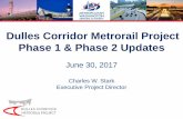Dulles Corridor Metrorail Project Phase 1 & Phase 2 Updates · 6/30/2017  · •Dulles Station – Continue setting precast and aerial guideway structures, MEP, elevator and escalator