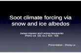 Soot climate forcing via snow and ice albedosirina.eas.gatech.edu/eas_spring2008/zheng_talk.pdf · Albedo change Uncertainties: 1. If snow and BC are internal mixed, the absorption