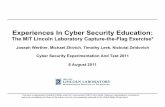 Experiences In Cyber Security Education · Joseph Werther, Michael Zhivich, Timothy Leek, Nickolai Zeldovich Cyber Security Experimentation And Test 2011 8 August 2011 ∗This work