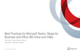 Best Practices for Microsoft Teams, Skype for …...What Makes Polycom Unique? Devices • #1 Skype for Business IP phone provider (>70% market share) • 35+ voice and video certified