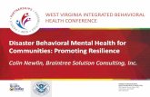 Disaster Behavioral Mental Health for Communities ...dhhr.wv.gov/bhhf/Documents/2013 IBHC Presentations... · Integrates public health, community health, and individual psychology