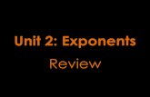Unit 2: Exponents · 2015-01-30 · with exponents. •When multiplying, add the exponents •When dividing, subtract the exponents •Power to a power requires multiplying the exponents