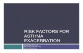 RISK FACTORS FOR ASTHMA EXACERBATION · 2015-10-02 · Future Exacerbation Predictors 563 children 6–11 years of age Future severe exacerbation predictors: Recent severe exacerbation