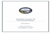 Hamilton County, TN Procurement Rules · 2017-09-07 · Hamilton County, TN . Procurement Rules . 2016 Edition. Office of Purchasing . 455 N. Highland Park Avenue . Chattanooga, TN