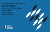 Community expectations and concerns · Community expectations and concerns Welcome to the Grid Edge 10 May 2017. Lynne Gallagher. Director, Research. Energy Consumers Australia’s