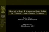 Alternating Knots & Montesinos Knots Satisfy the ...cidelman/Research/...Knots & Montesinos Knots Satisfy the (Classical) L-space Surgery Conjecture Charles Delman Joint work with