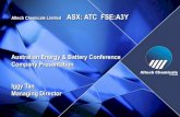 Australian Energy & Battery Conference Company ... · Our Target Business. LED’s & LITHIUM BATTERIES Sapphire Furnace (2,000 oC) Sapphire Crystal Boule ... “High Purity Alumina
