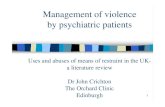 Management of violence by psychiatric patients1 Management of violence by psychiatric patients Uses and abuses of means of restraint in the UK-a literature review Dr John Crichton