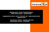 REQUEST FOR PROPOSAL Bid Number: 2020/06 Appointment of … · Appointment of a Panel of Recruitment Agencies Closing Date: 2020-08-04 Closing Time: 12H00 . ... 2 1. Part 1 - Letter