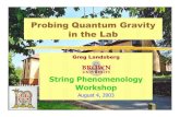Probing Quantum Gravity in the Lab · Probing Quantum Gravity in the Lab Greg Landsberg String Phenomenology Workshop ... matter physics, e.g. diffusion equation solutions allow for