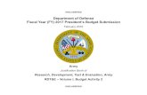Fiscal Year (FY) 2017 President's Budget Submission ... · Advanced Technology), PE 0603004A (Weapons and Munitions Advanced Technology), PE 0603005A (Combat Vehicle Advanced Technology),