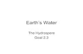 Ch 9/10 Fresh Watermsewell.weebly.com/.../goal_2_3_the_hydrosphere.pdf · The Hydrosphere: An Overview… 1. The hydrosphere is… • the water on and in Earth’s crust a. The percentage
