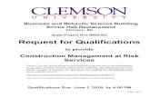 Clemson, SC State Project H12-9929-SG Request for ... · Project No. H12-9929-SG, Clemson University Business and Behavioral Science Building/Sirrine Hall Replacement. 1. Introduction