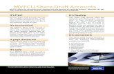 MVFCU Share Draft Accounts · 2019-07-24 · MVFCU Share Draft Accounts It’s free! MVFCU Share Draft accounts are free of a monthly maintenance fee. There are no minimum balances