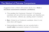 The Method of Pairwise Comparisonsjlmartin/courses/math105-F11/Lectures/chap… · The Method of Pairwise Comparisons Suggestion from a Math 105 student (8/31/11): Hold a knockout