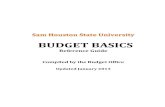Budget Basics Reference Guide - Huntsville, TX · BUDGET BASICS . Reference Guide . Compiled by the Budget Office . Updated January 2013. Table of Contents . ... SHSU has a defined