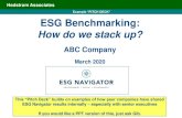 Example “PITCH DECK” ESG Benchmarking: How do we stack up? · This “Pitch Deck” builds on examples of how peer companies have shared ESG Navigator results internally – especially