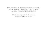 PANHELLENIC COUNCIL RECRUITMENT RULES …...2020/04/02  · General Recruitment Rules and Policies 1. Recruiting may be defined as any recruitment activity planned or engaged in by
