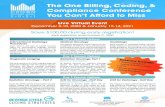 The One Billing, Coding, & Compliance Conference You Can’t ... · 1-877-6-CODING Email Us info@RCCSinc.com Mail Us Revenue Cycle Coding Strategies PO BOX 4328, MSC #500 Houston,