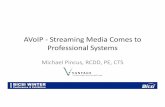AVoIP - Streaming Media Comes to Professional Systems · • High resolution video often needs to be compressed • Choose codec/streaming solution based on application (tolerance