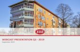 WEBCAST PRESENTATION Q3 - 2019 · Profit before tax amounted to SEK 1,526m. Profit after tax was SEK 1,337m. ... In the first nine months, we began renovating 476 apartments and for