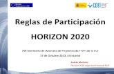 Reglas de Participación HORIZON 2020 - ua · Andrés Martinez Horizon 2020 Legal and Financial NCP Reglas de Participación HORIZON 2020 XIX Seminario de Asesores de Proyectos de