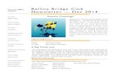 Ballina Bridge Club Newsletter — Dec 2014bbclub/newsletters/2014/Dec 2014.pdf · Newsletter — Dec 2014 Current Office Holders _____ President Ngaire Wills Vice President Rebecca