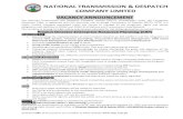 NATIONAL TRANSMISSION & DESPATCH COMPANY LIMITED€¦ · Application on prescribed form available on NTDC web site along with detailed CV, CNIC and recent passport size photographs
