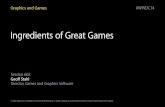 Ingredients of Great Games - Apple Inc. · -iPad and iPhone Sounds -AAC, MP3, LPCM Localizations -EFIGS+8 ... Transfer done out of process App relaunched when transfer completes Adds
