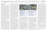 Staggered work hours may help beat traffic · UK, all employees have the legal right to request ﬂ exible working hours. Surveys have shown that em-ployees opting for ﬂ exi hours