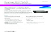 Ruckus ICX 7650 DATA SHEET · With class-leading 10 GbE and 40/100 GbE port count, the Ruckus ICX 7650 is a great solution as a Top-of-Rack (ToR) switch in a mixed 1GbE/10GbE server