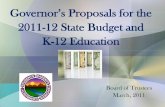 Governor’s Proposals for the · Governor’s Budget Proposals for 2011-12 Overview 18 month shortfall now pegged at $25.4 billion • $8.2 billion in the current year (10-11) •