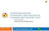 OPERATIONS MEETING ATTENDANCE: DATA EVALUATION, … · 2015. 10. 13. · Perfect Attendance: 100% with less than 3 tardies Selected (At-risk Students) LEVELS Below Basic: 91-87 %
