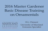 2016 Master Gardener Basic Disease Training on Ornamentals · 2016. 2. 9. · Powdery Mildew on Dogwood pPPP. Powdery Mildew Management •Field Resistance –Cherokee Brave –Kousa